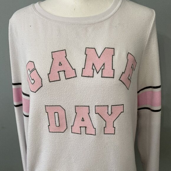 Wildfox Game Day Top Shirt White Pink XS Pullover - Picture 3 of 10